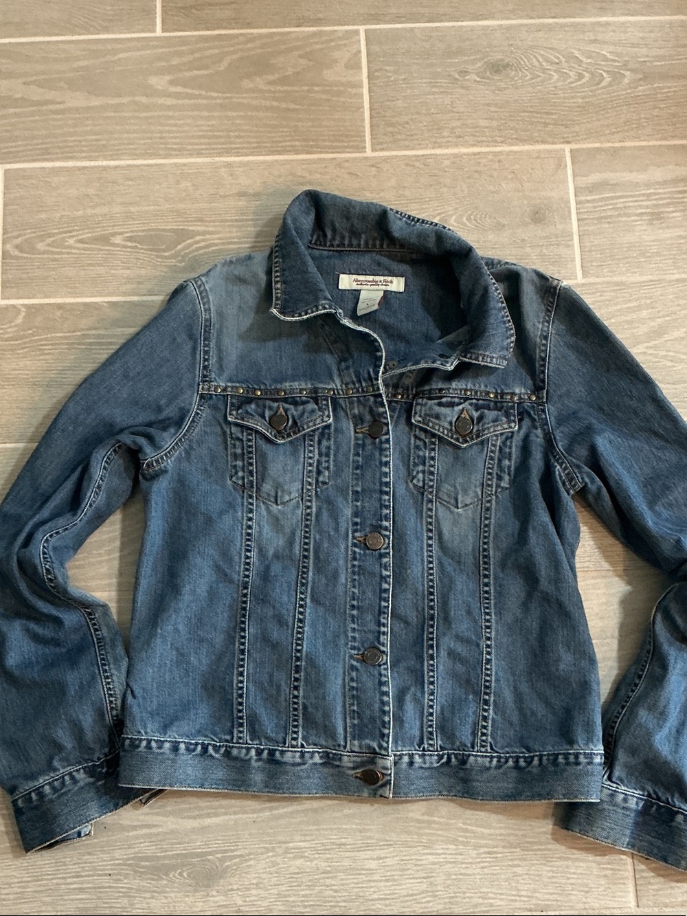 Abercrombie & Fitch Vintage Blue Denim American Flag Jacket - Womens Sz Large